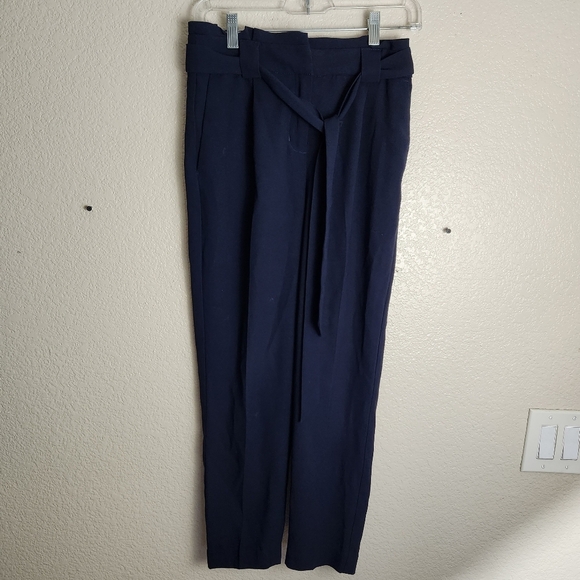 Express Blue High Rise Ankle Paperbag Pants - Picture 3 of 8
